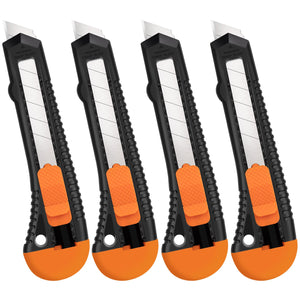 LänkMejor 4 Pack Box Cutter Retractable, 18mm Verktygskniv, Raserkniv