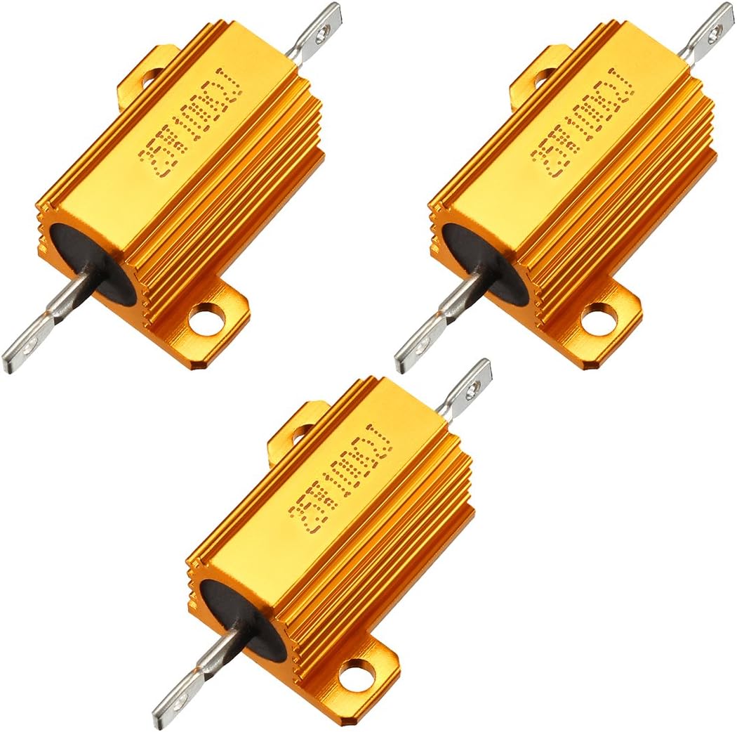 25W 100 Ohm 5% Aluminum Housing Resistor Screw Tap Chassis Mounted Aluminum Case Wirewound Resistor Load Resistors Gold Tone 3 pcs