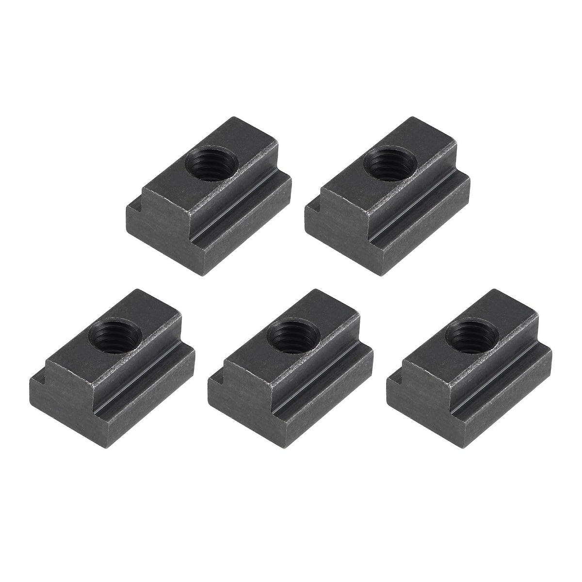M8 Thread T Slot Nuts, Alloy Steel Black Oxide Finish Grade 8.8 Tapped Through Slot T-Nuts Furniture 5Pcs