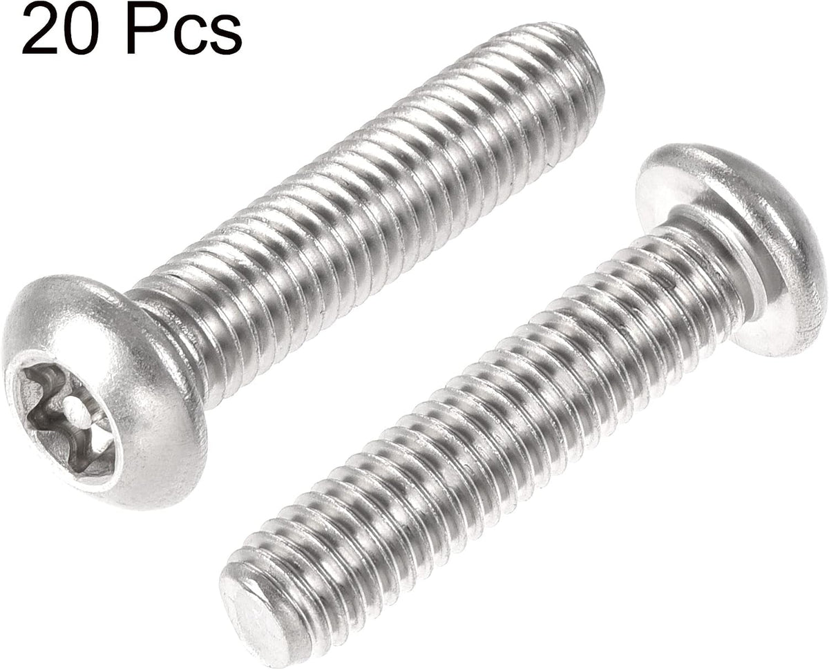 Parafuso de segurança M8x35mm Torx, 20 parafusos de cabeça de rosca Pan dentro da coluna, com chave de fenda tipo L T40, parafusos de aço inoxidável 304