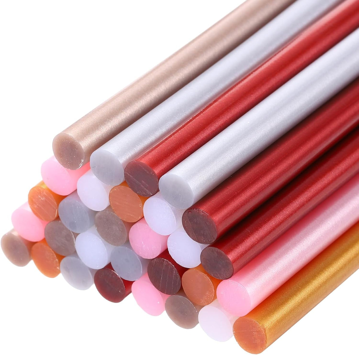 30pcs Mini Hot Glue Sticks 0.28 inch x 4 inch High Sticky Hot Glue Gun Sticks, Metallic 6 Color