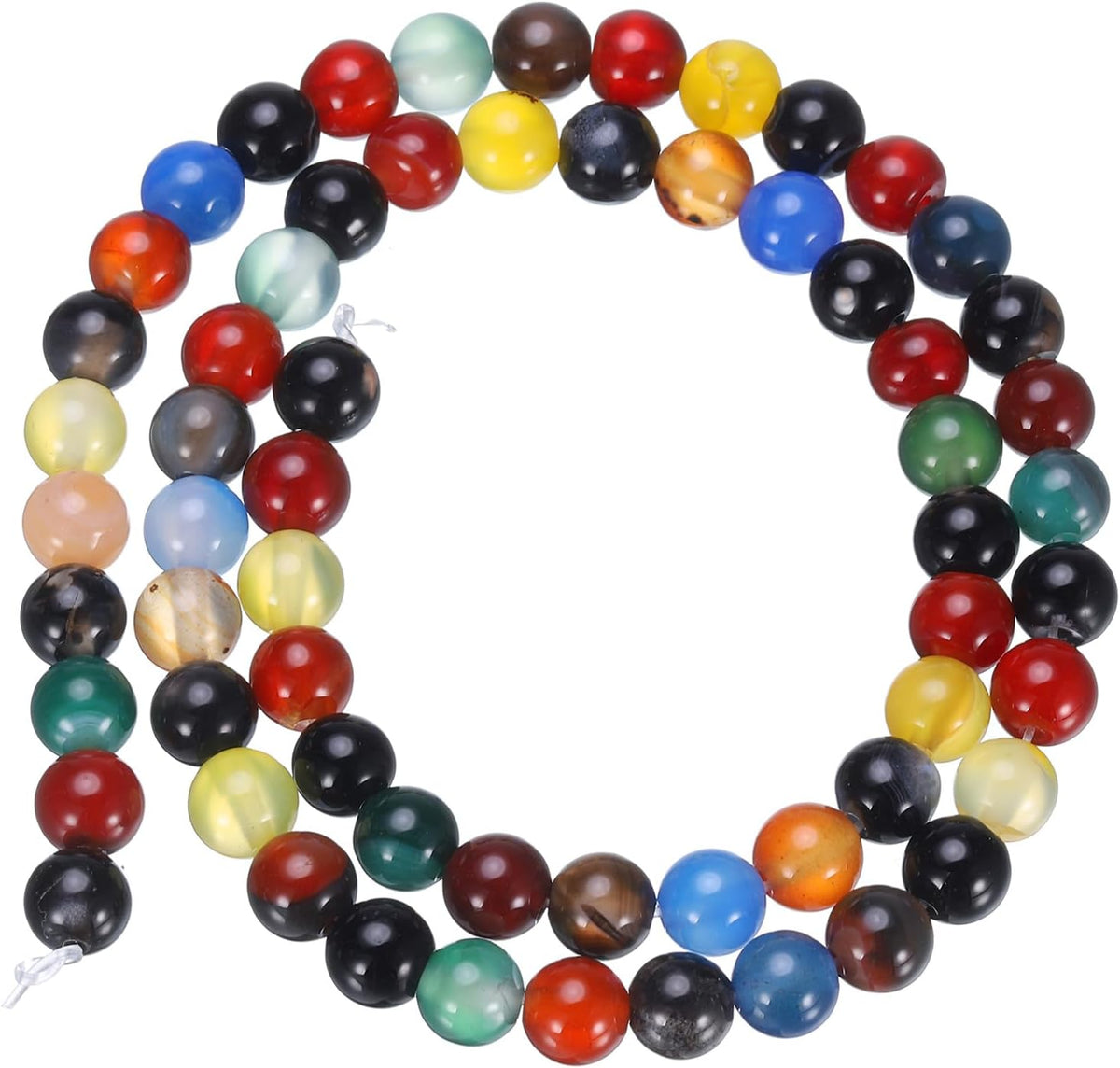 Multicolored Agate Beads 6mm Natural Gemstone Beads, Smooth Round Loose Beads for Bracelet Jewelry Making DIY (1 Strand - 63pcs)