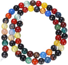 Multicolored Agate Beads 6mm Natural Gemstone Beads, Smooth Round Loose Beads for Bracelet Jewelry Making DIY (1 Strand - 63pcs)