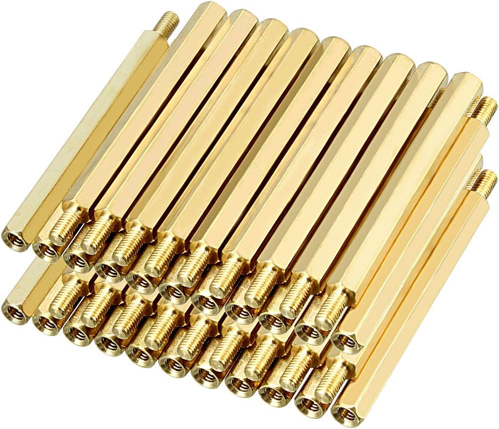 40pcs M3 60+6mm Female Male Thread Brass Hex Standoff Spacer Screws PCB Pillar