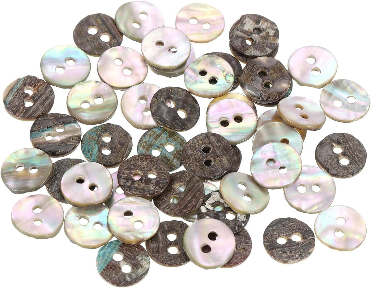 50 Pcs Natural Mother-of-Pearl Buttons, 11.5mm, White, Round