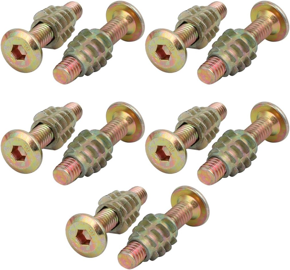 10pcs Furniture Connecting Fitting M6x30mm Hex Socket Drive Bolt w Wood Insert Nut