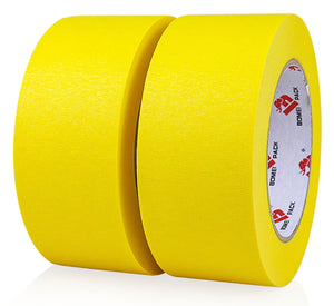 LinkMejor Fitador Amarelo de Tinta 2 Polegadas Largo, 2 Pacotes de Fitador de Tinta Amarelo de 2 Polegadas x 50 M para Pintura, Rotulagem, Artesanato Faça Você Mesmo, Decoração e Projetos Escolares