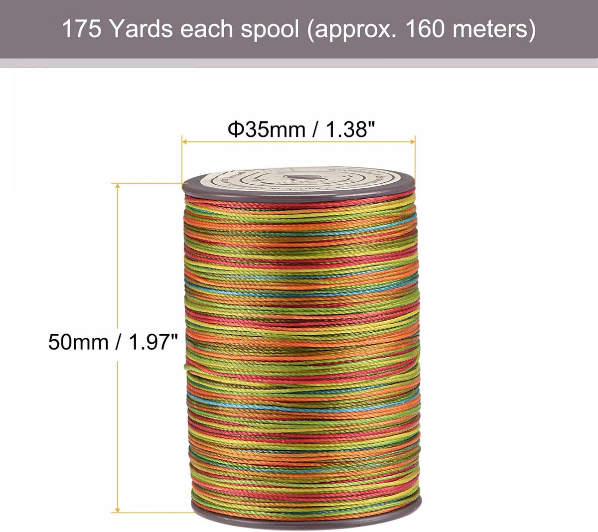 Garis Kusut Waxed Tipis 175 Yards 0.45mm Dia Polyester Kord Kupas Emas untuk Pemacan Embroidery, Pencukur Tangan, Pengerjaan Pita, Berwarna
