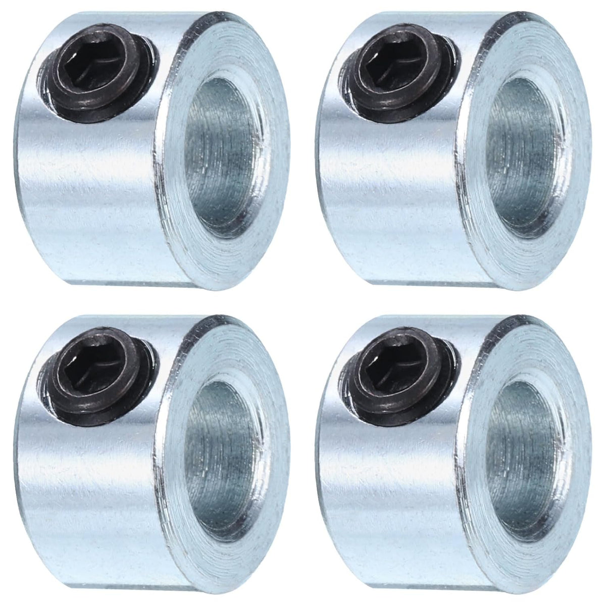 4pcs Set Screw Collars 1/4" Bore Zinc Plated Steel Shaft Collars, 1/2" OD, 5/16" Width Lock Axle Collar Clamp for Linear Rod Shaft Guide