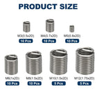 60Pcs Wire Thread Inserts Kit, M3/4/5/6/8/10/12 Carbon Steel Metric Sleeve Thread Repair Kit Helical Coiled Type for Machinery