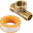 Compressed Air Piping Tee Fitting, 1/2 NPT Male x Female x Male 3-Way Connector Tube Fitting for Tubing System