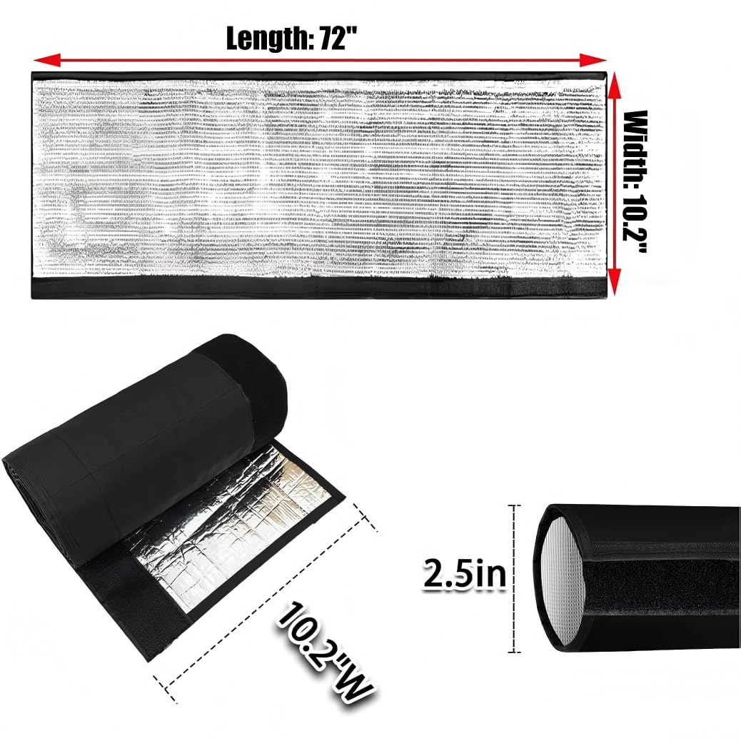 3-ชั้น การลอยหุ้มท่อทองเหลือง HVAC, 72" x 10.2", 2.5" กว้าง, สีดำ