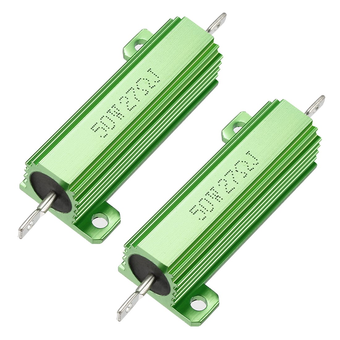 50W 27 Ohm 5% Aluminum Housing Resistor Screw Tap Chassis Mounted Aluminum Case Wirewound Resistor Load Resistors Green 2 pcs