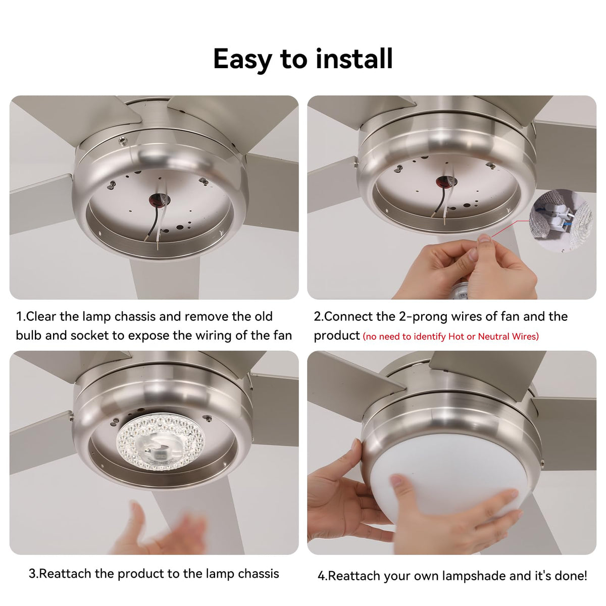 4.92” Ceiling Fan Led Light Replacement 18W 3CCT, Easy Magnetic Mount