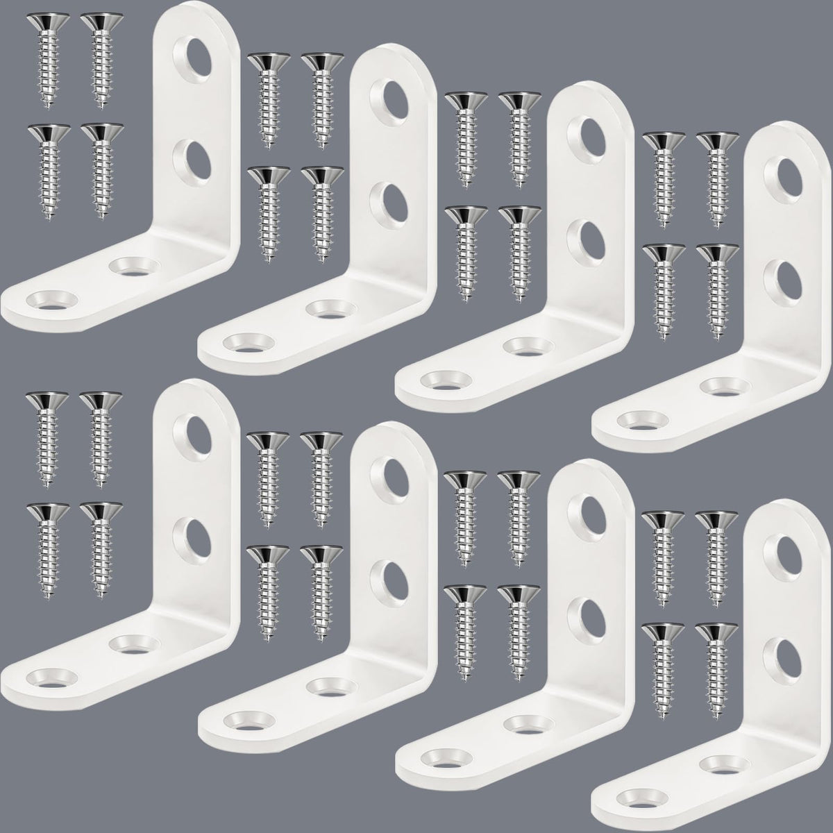 8PCS White L Bracket Corner Braces 2x2 inch, Stainless Steel Shelf Brackets
