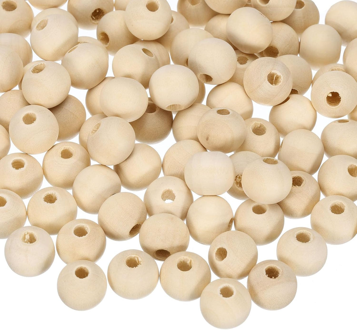 100pcs Round Wood Beads 12mm Diameter Unfinished Solid Wooden Spheres, Natural Wood Craft Balls for DIY Craft Projects Art Ornaments