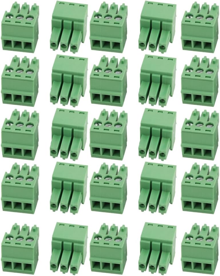 25Pcs LC1 AC300V 8A 3.5mm Pitch 3P PCB Terminal Block Wire Connection