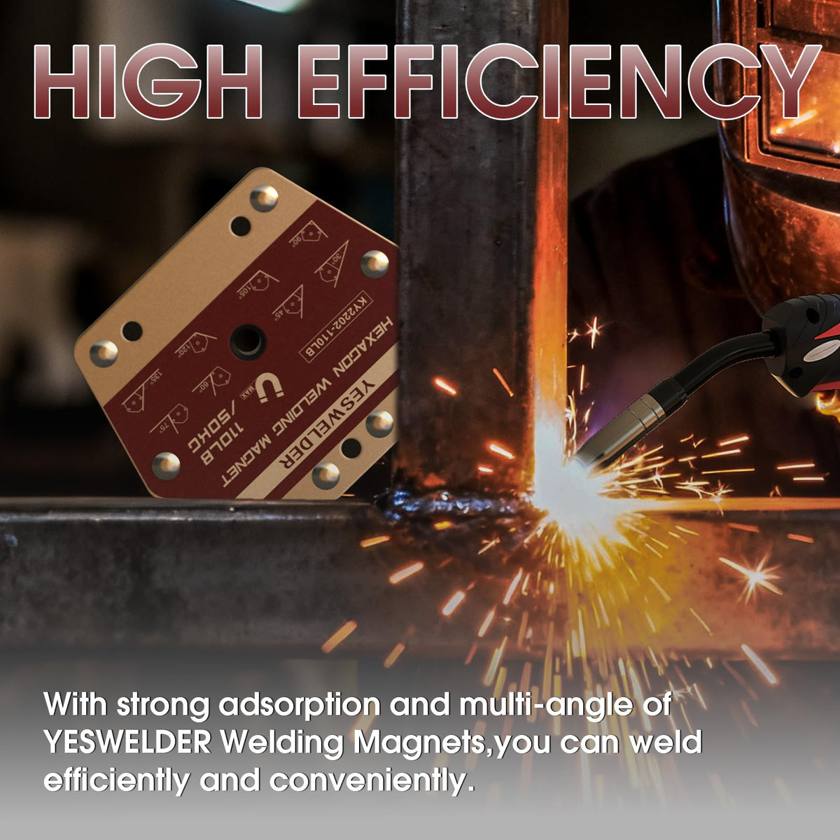 YESWELDR Hexagon Welding Magnets, 110 lb 2PCS Multi-Angle Strong Welding Magnesy Spawalnicze