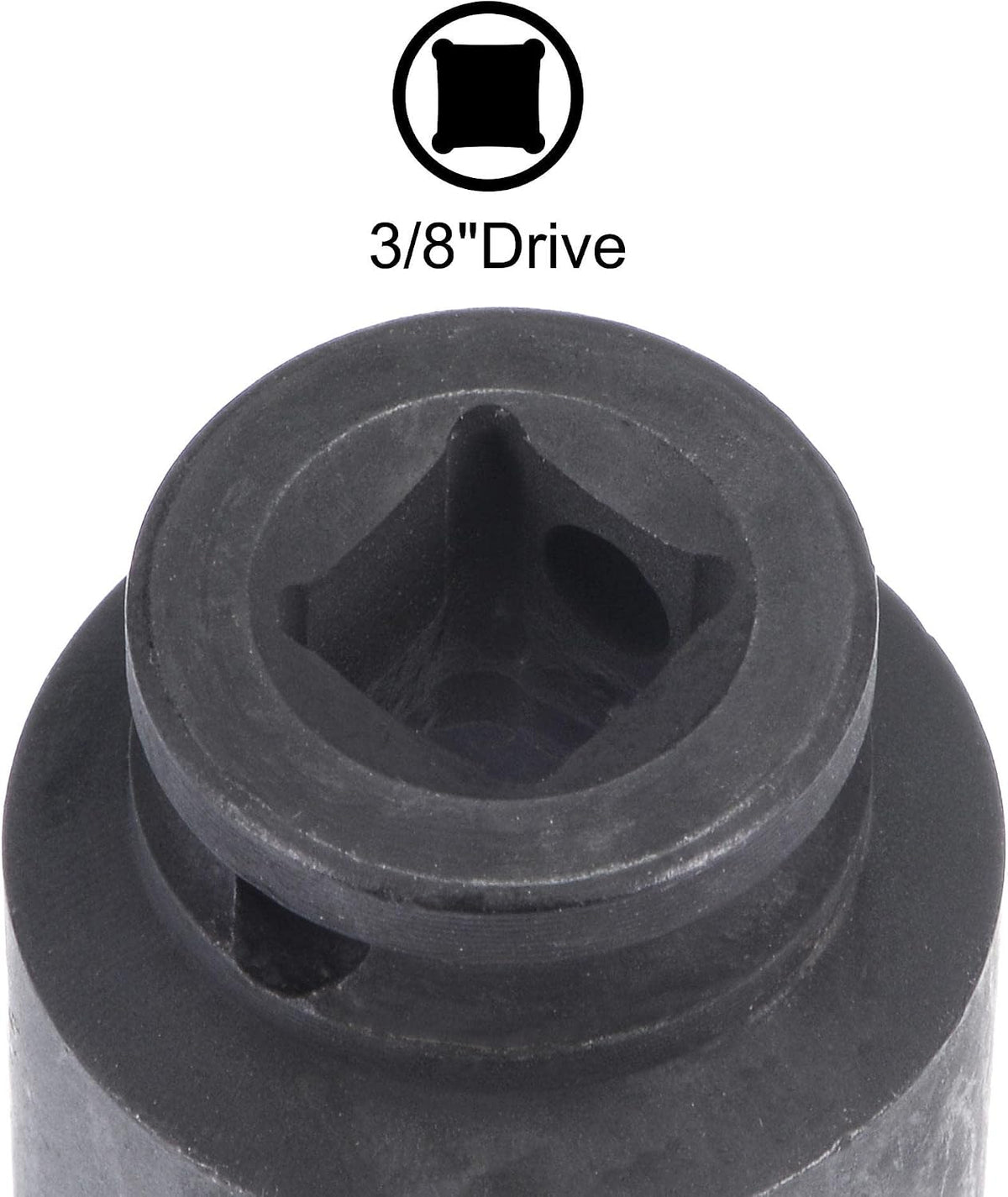 Soquete Raso de Impacto de 6 Pontos, com Diâmetro de 3/8" e Profundidade de 17mm, Tamanho Métrico Padrão CR-MO