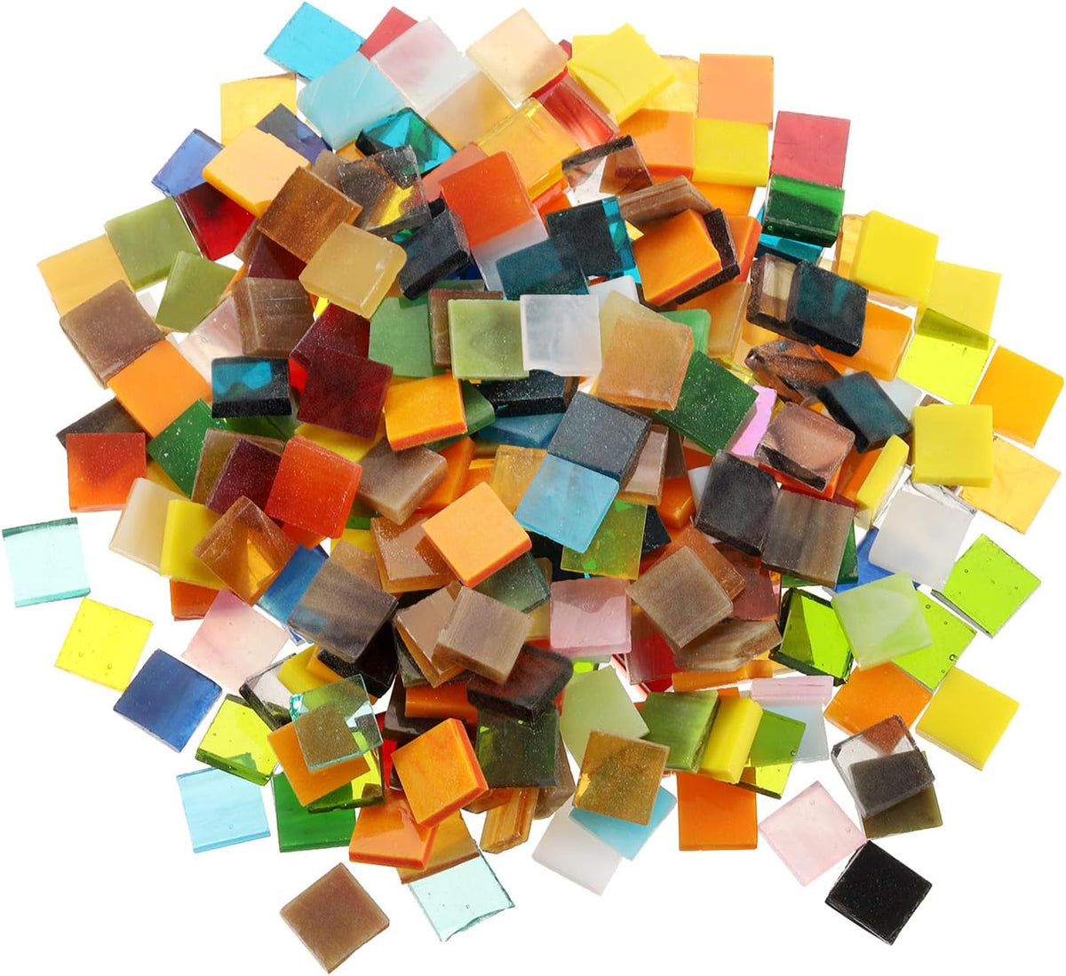 500g/1.1lb Mixed Color Square Mica Mosaic Tiles, 725 Pcs Glitter Crystal Mica Mosaic Tiles Stained Mica Piece for DIY Art Crafts, Mixed Color