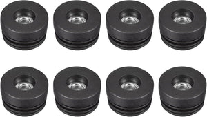 38mm/1.5인치 직경의 둥근 튜브용 M10 스레드가 있는 8개 세트 삽입부, 둥근 블랙 플라스틱 플러그 캐스터 삽입식 의자 끝부분 플러그