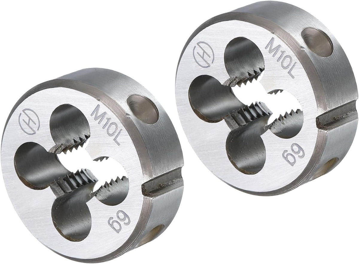 2pcs Round Threading Die M10 x 1.5 Metric Thread Left Hand Screw Cutting Fixed Dies, Alloy Tool Steel Tapping Repair Tool