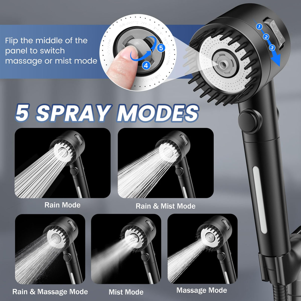 Filtered Shower Head with Handheld,High Pressure 5 Mode Shower with Filters
