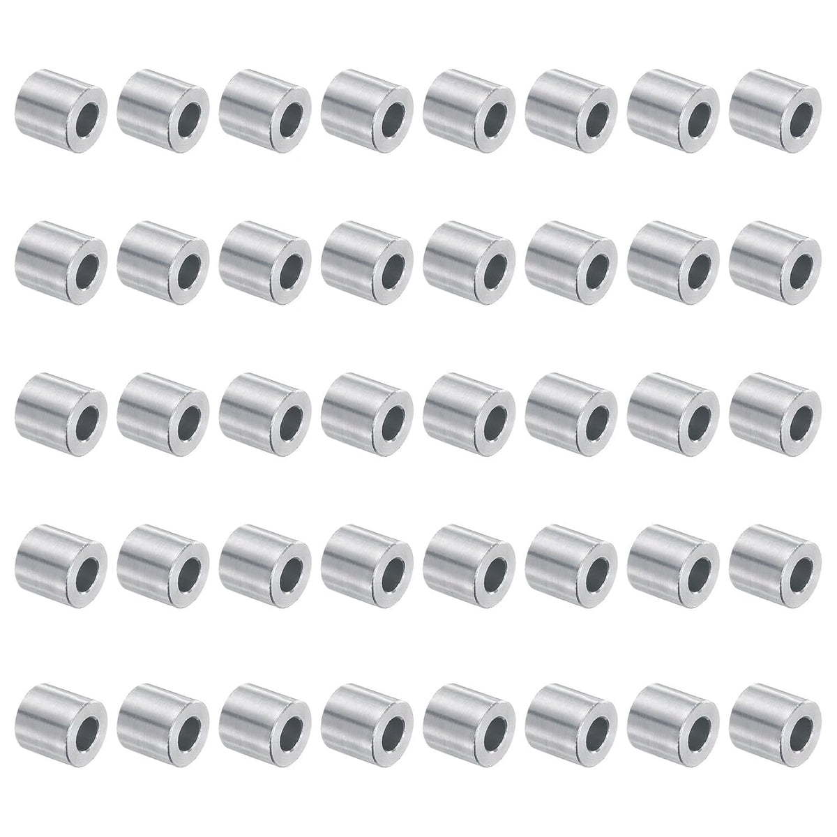 40pcs Aluminum Spacer 5mm Bore x 10mm OD x 9.5mm Length Screw Standoff Bushing Plain Finish Round Metal Spacer for M5 Screws Bolts and Rods