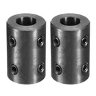 2pcs Shaft Coupling 5/8" Bore, 1-1/4" OD, 2" Length, Black Oxide Plated Steel Rigid Coupling, Motor Wheel Coupler, (4 Set Screws)