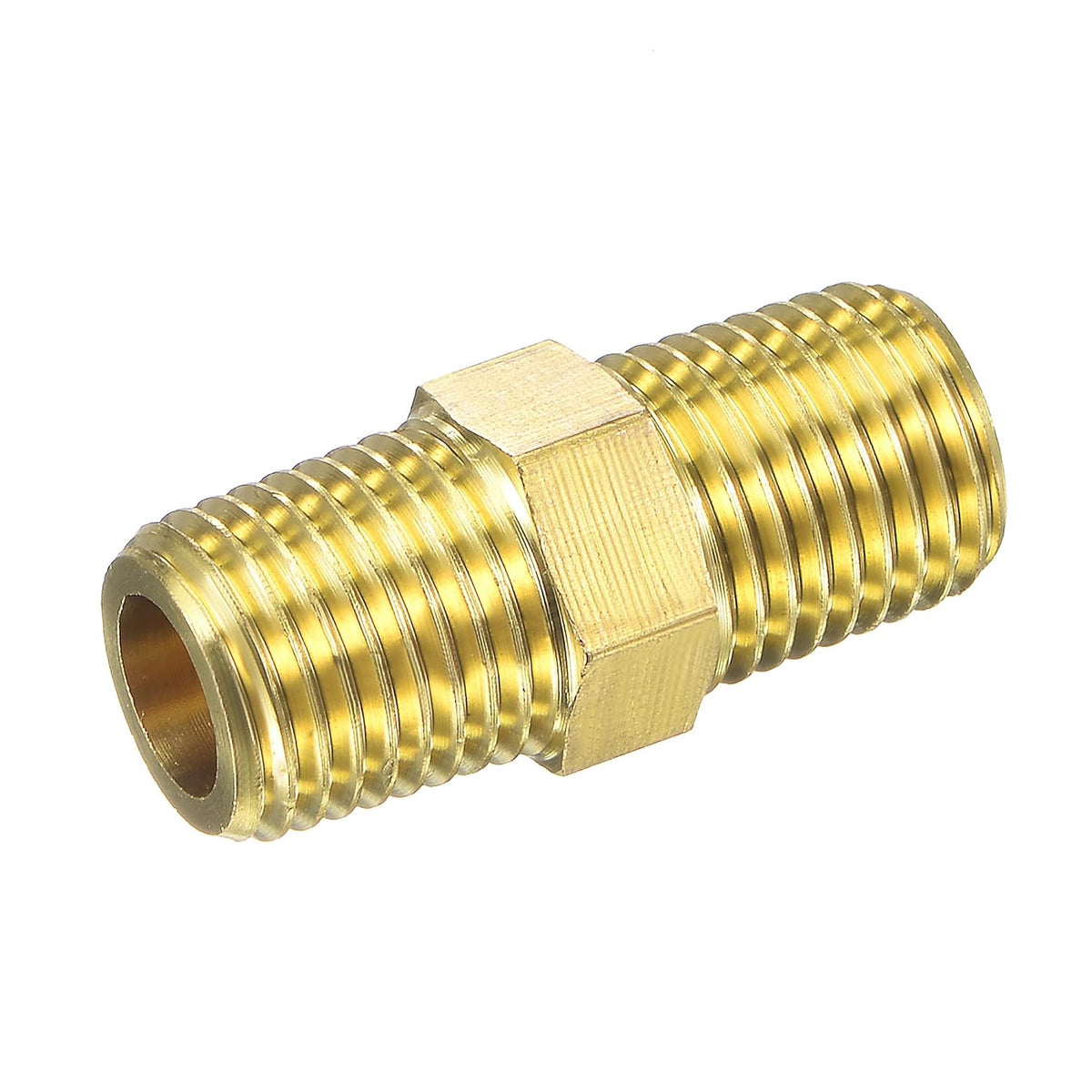 Hex Nipple 1/4 NPT Male x 1/4 NPT Male Brass Thread Pipe Fitting for Water Oil Air Pressure Gauge Temp Sensor