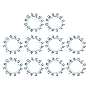 10Pcs 3/4 External Tooth Lock Washer, Zinc-Plated Carbon Steel Multi-Tooth Star Washer Locking Fastener, Silver Tone
