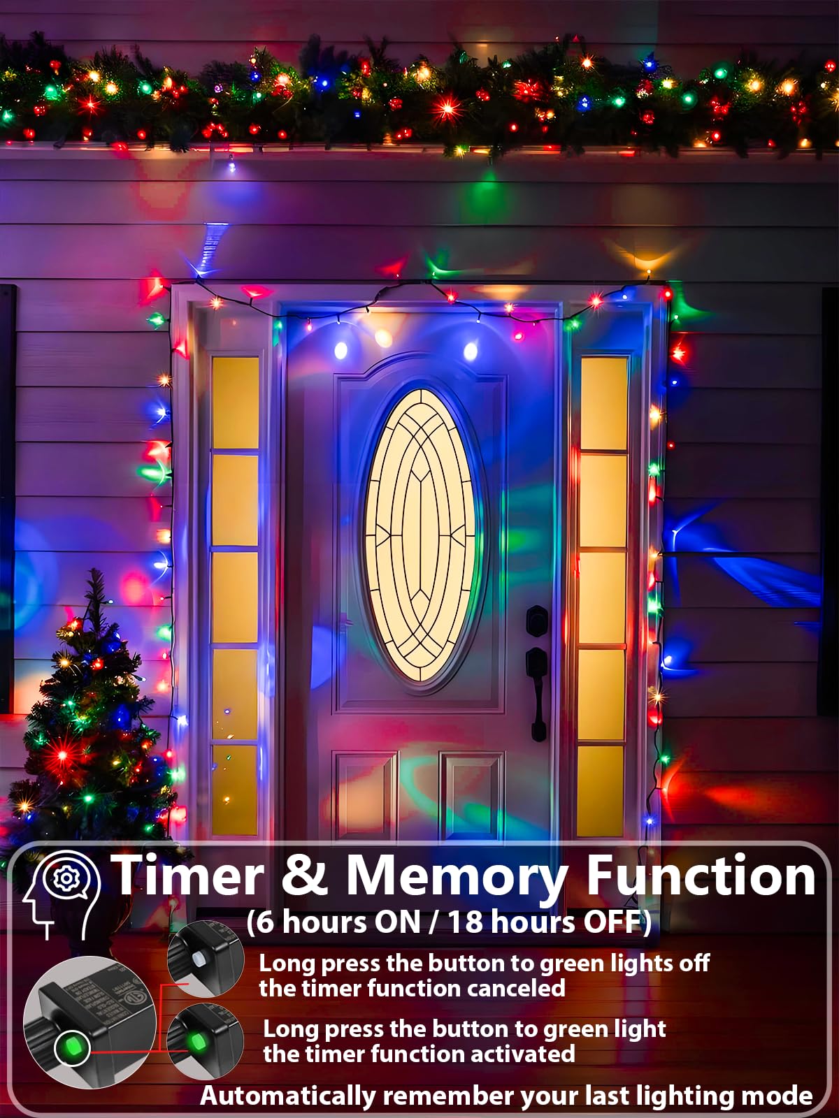 264 FT 800 LED Luci di Natale a Stringa Impermeabile Multicolore Interno Esterno