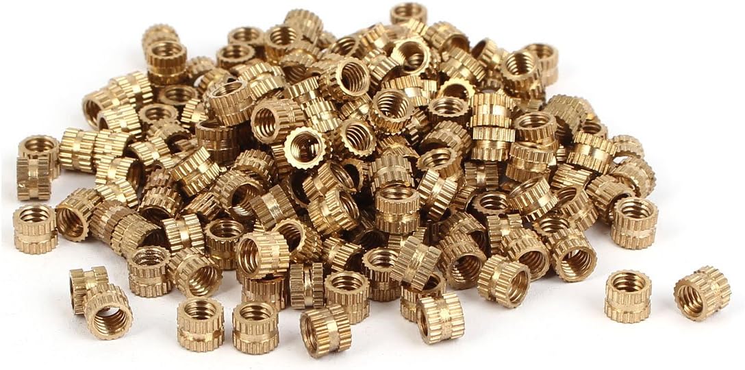 Knurled Insert Nuts - 200Pcs M4 x 0.7mm Female Thread Brass Threaded Insert Embedment Nuts for 3D Printer