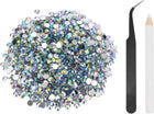 1500pcs Flatback Rhinestones Resin, SS30 6mm Resin Rhinestones Bulk Round Shine Gems with Pickup Tools for DIY Nail Art Tumblers Mugs Clothes, AB