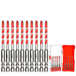 LinkMejor 10 PCS 1/4" Skarpa murarborrbitset, sexkantig hållare, betongborrbitset, för Glas/Brick/Concrete/Stainless Steel/Iron/Wood/Tile/Marmor