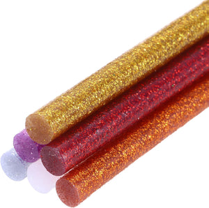 6pcs Glitter Hot Glue Sticks 4 inch x 0.28 inch Large Glue Sticks, 100 x 7mm 6 Color