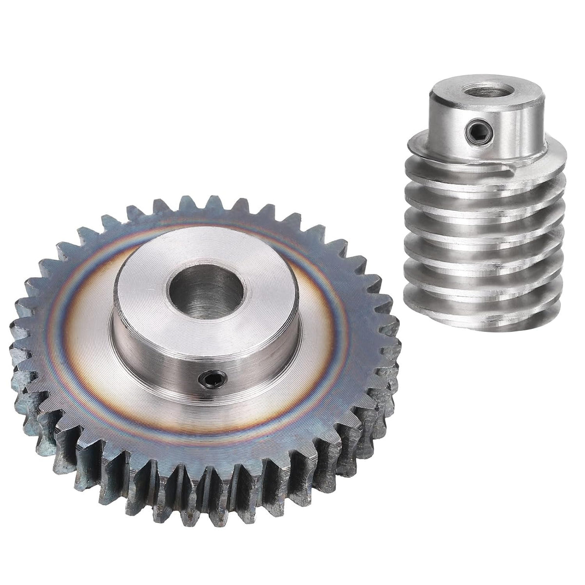 #45 Steel Worm Gear Set 40T 1.5 Module 40:1 Reduction Rate Right Rotation Drive Gear Box Wheel Reduce Transmission Part (Gear-12mm Bore 63 mm OD, Rod 8mm Bore)