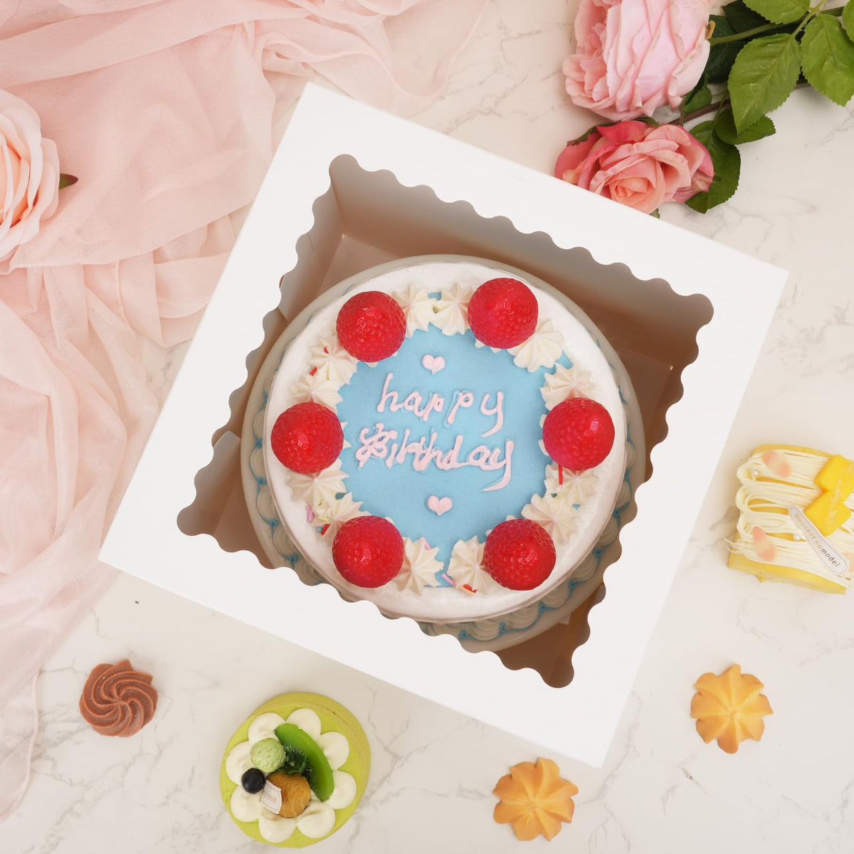LinkMejor 5 Pacote 8 Polegadas de Caixas de Torta, recipientes de Padaria com Janela Grande