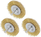 2-1/2 Inch Wire Wheel Brush Bench Brass Plated Crimped Steel 1/4-Inch Shank 3 Pcs