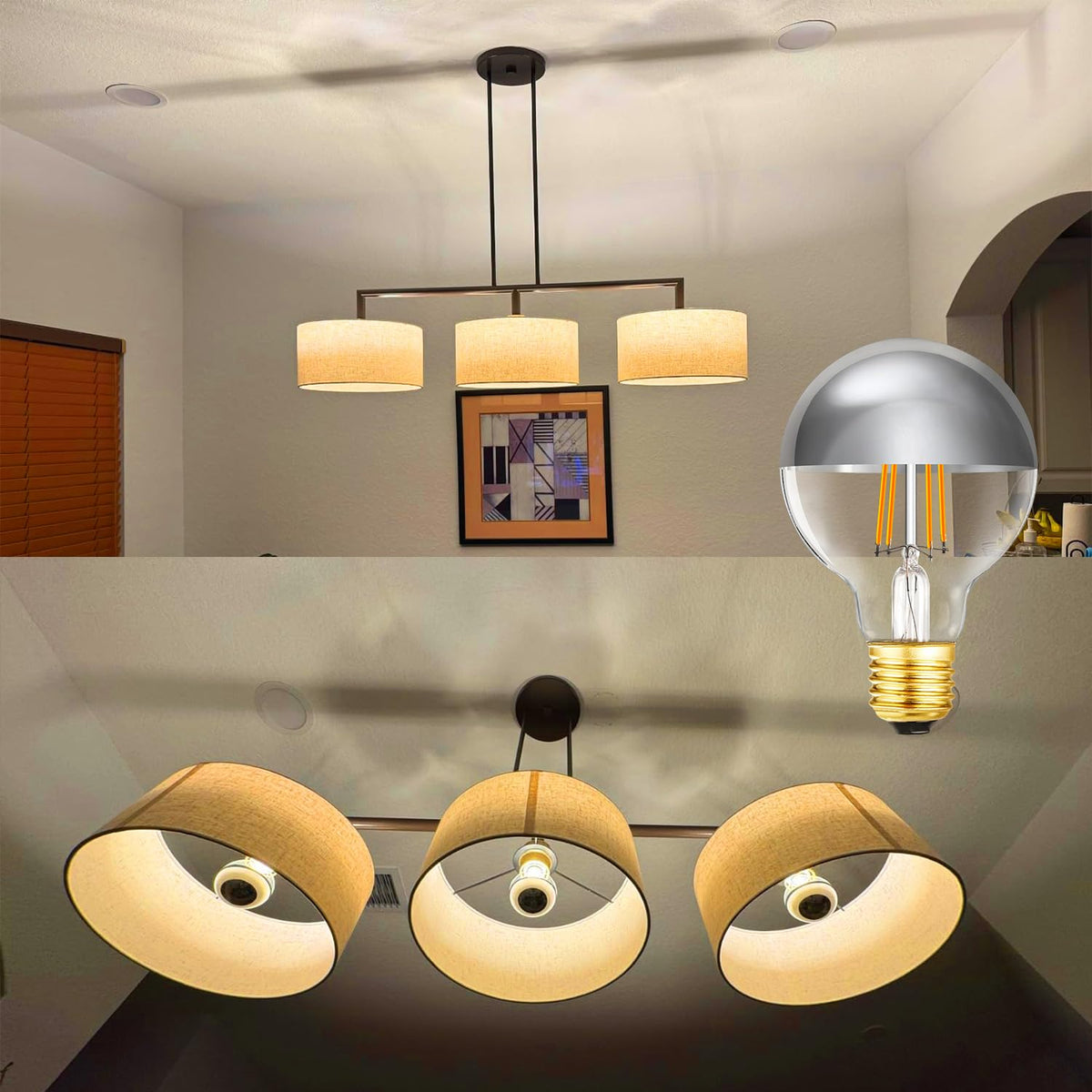 LinkMejor Yarı Gümüş Işık Lambası 6W Ayarlanabilir LED Edison Lambaları 2700K E26 Gümüş