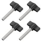 4 Pcs 1/4" - 33 Thumb Screw, 304 Stainless Steel Threaded Knurled Thumbscrew Adjustable Tee Wing Screw Grip Knobs Clamping Screws for Kinds of Stand and Machine, Black