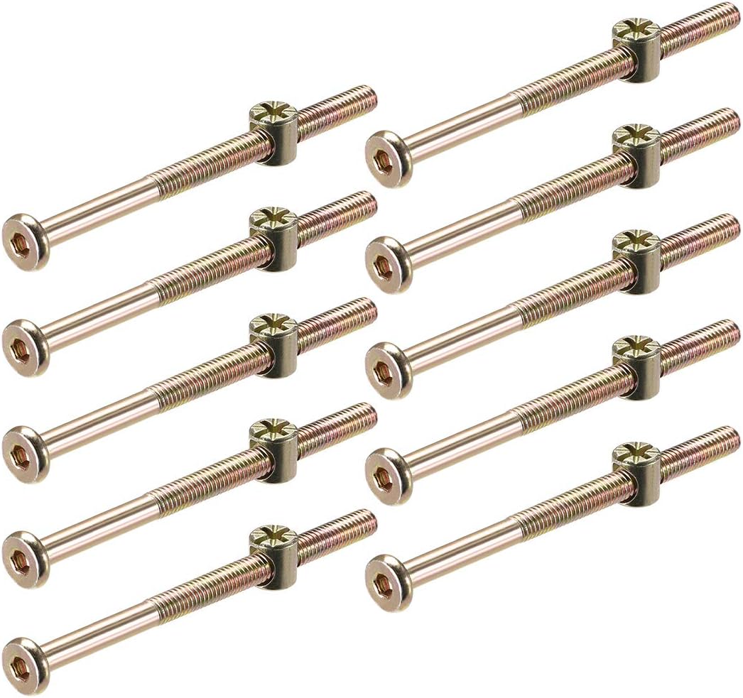 M6 x 80mm Furniture Bolts Nut Set Hex Socket Screw with Barrel Nuts Phillips-Slotted Zinc Plated 20 Sets