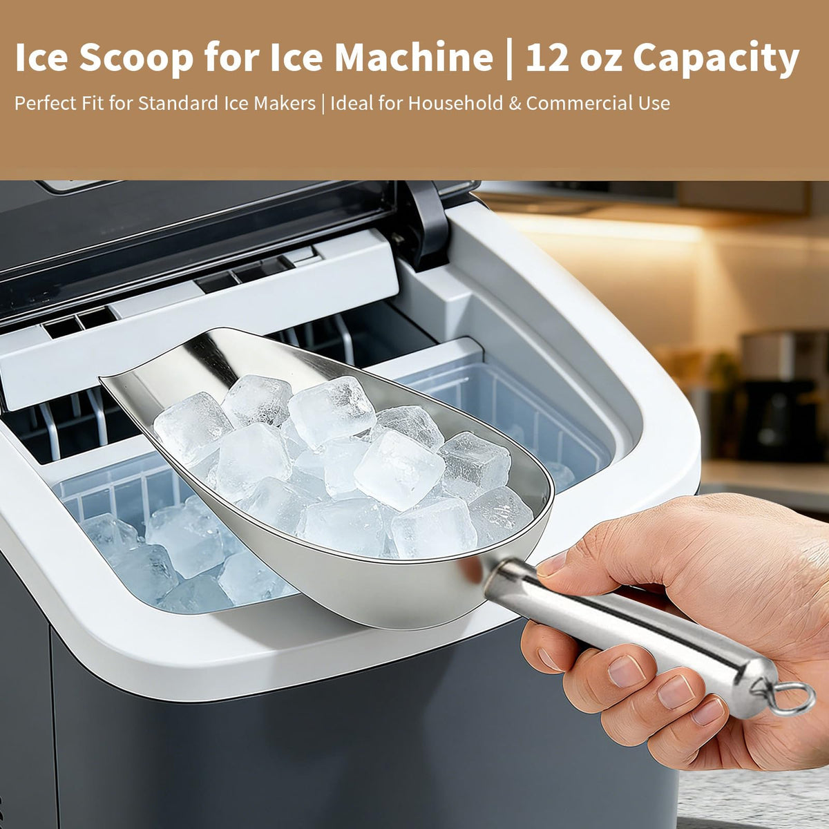 12Oz 304 RVS IJsschop voor Vriezer, IJsmachine & Blokjes