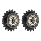 2pcs ANSI #25 / DIN(ISO)04C Roller Chain Idler Sprocket 7mm Bore, 1/4" Pitch, Hardened 19 Tooth Tensioner Sprocket, Insert 2 Bearings
