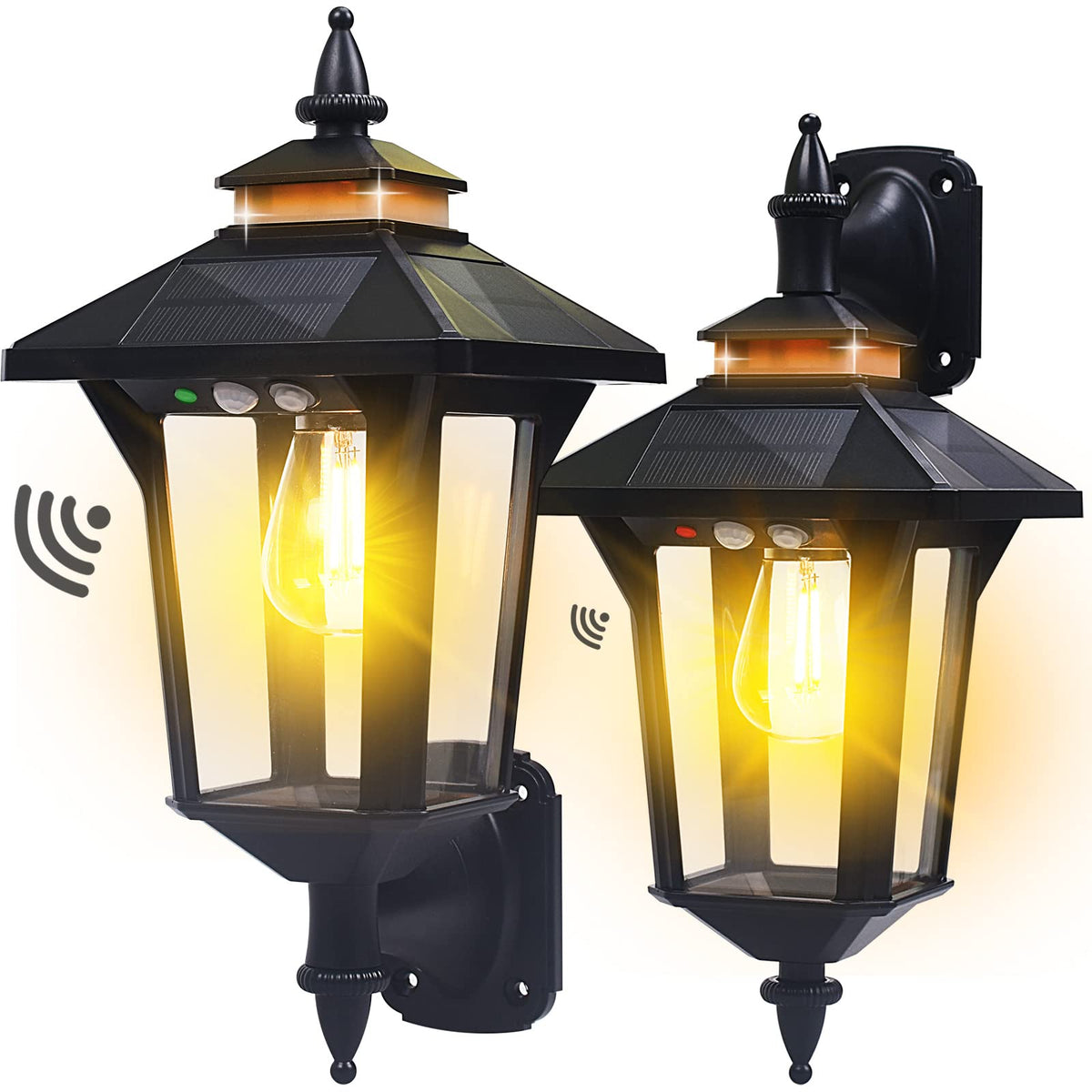 2 Pack Lumière de Mur Solaire avec Capteur de Mouvement Extérieur, 3 Modes