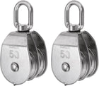 2pcs M50 Double Pulley Block, Stainless Steel Swivel Rigging Lifting Wheel Fixed Pulley, Crane Hanging Wire Towing Wheel, Rope Cable Pulley Roller