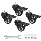 2 Inch Swivel Threaded Stem Casters M10x15mm Thread PU Caster Wheel with Brake 110lbs Load for Furniture Carts, Black 4pcs