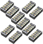 10 Pcs Dual Row 4 Position Screw Terminal Block Strip 600V 25A w Cover