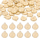 LinkMejor 52pcs Alphabet K Pendants, Double Sided Beads Charm for DIY Bracelet Necklace Pendants Earring Jewelry, Champagne Gold