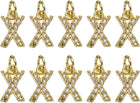 LinkMejor Rhinestone Letter Charm, 10pcs Crystal Zirconia Copper Alphabet x Pendants Slider Letter Charm for Wristbands Bracelets Necklace Jewelry Earring DIY Craft, Gold
